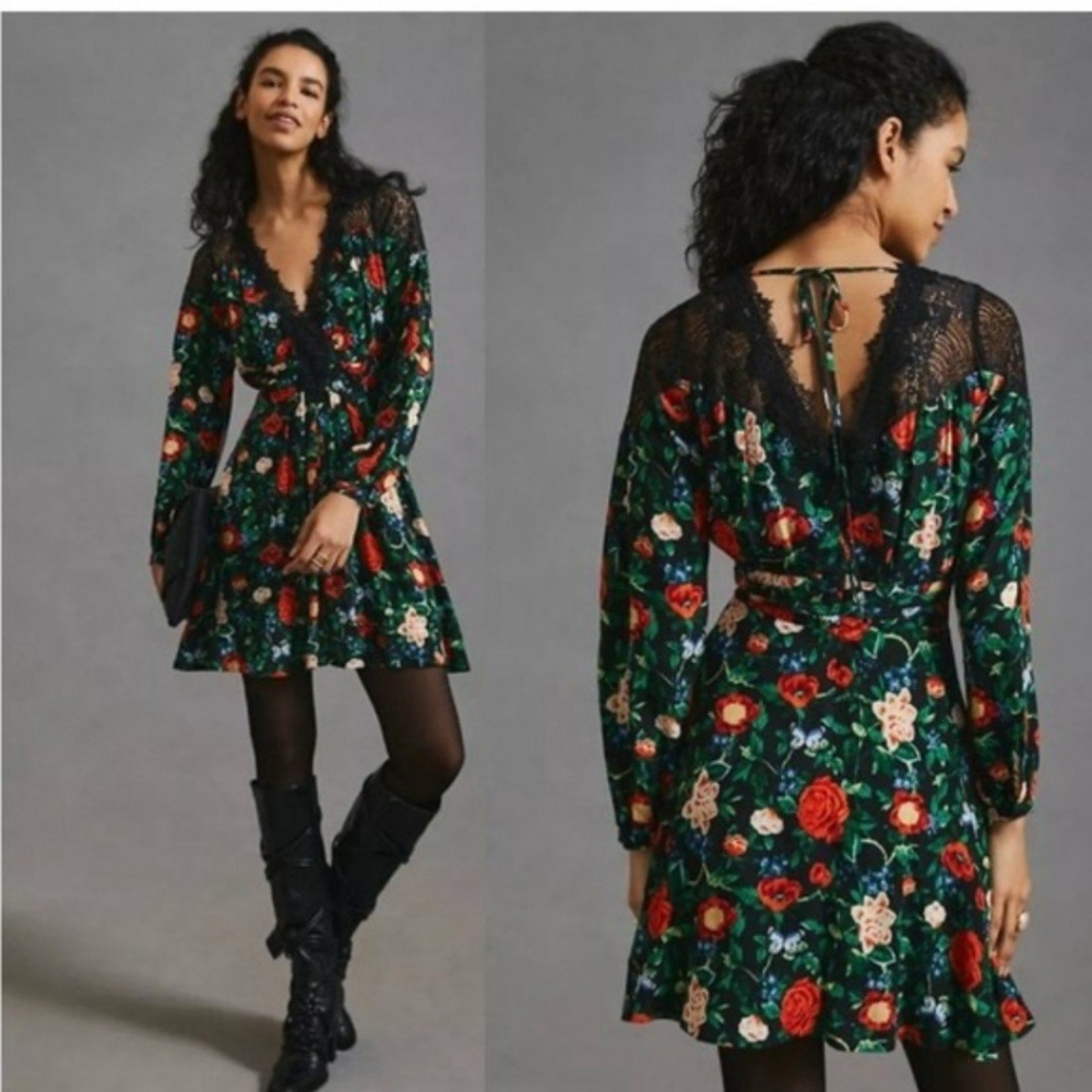 Anthropologie Lacy V-neck floral mini dress - Picture 2 of 10